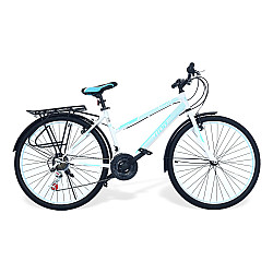 Bicicletă RDB Elegance, 26 Inch, Frâne V-brake, Oțel, Alb cu design albastru
