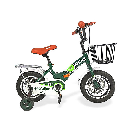 Bicicleta Copii "RDB Pescarusul" Verde, Pliabila, cu Frana Disc (12 inch)