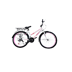 Bicicletă RDB Elegance, 24 Inch, Alb cu design roz, Frâne V-brake, Oțel