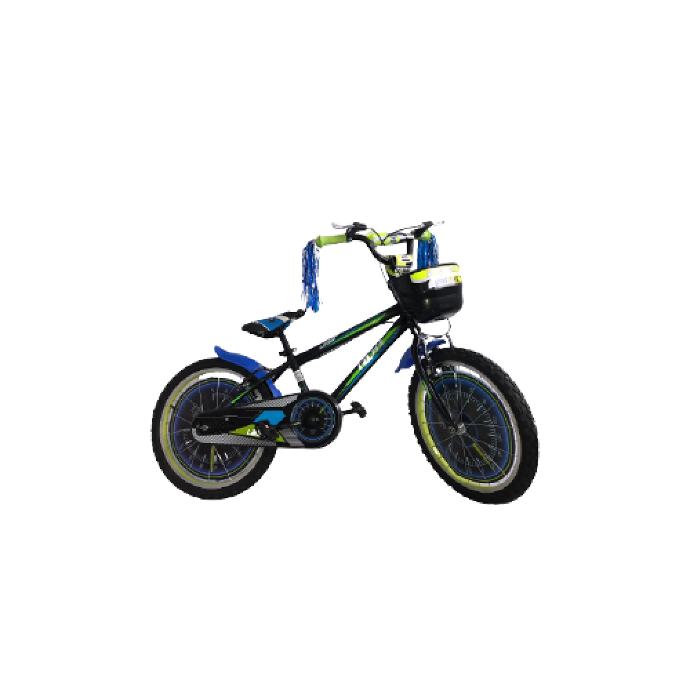 Bicicletă pentru copii RDB Laser, 20 inch, cu coșuleț pentru depozitare, Negru cu design Verde [3]