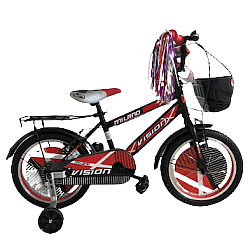 Bicicleta RDB MILANO, 16 inch, Cu roti ajutătoare si cos pentru depozitare, Rosu