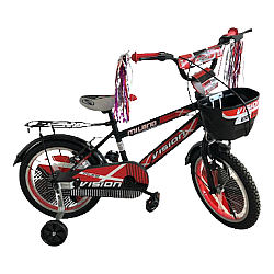 Bicicleta RDB MILANO, 16 inch, Cu roti ajutătoare si cos pentru depozitare, Rosu